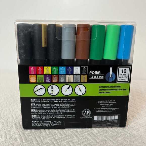 New POSCA 16 Colour Basic Marker Set Tip 1.8 to 2.5 mm Water Based Japan Art - Picture 3 of 6